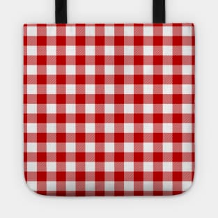 Red and White Pin Check Gingham Tote