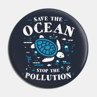 Save The Ocean Stop The Pollution Turtle Pin