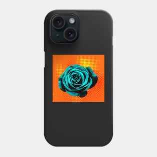 Rose pop art blue, orange, yellow Phone Case