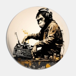 BANKSY DJ Monkey Thinker illustration Pin