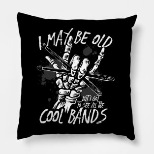 I May Be Old But I Got to See All the Cool Bands // Retro Music Lover // Vintage Old School Skeleton Guitar Rock n Roll Pillow