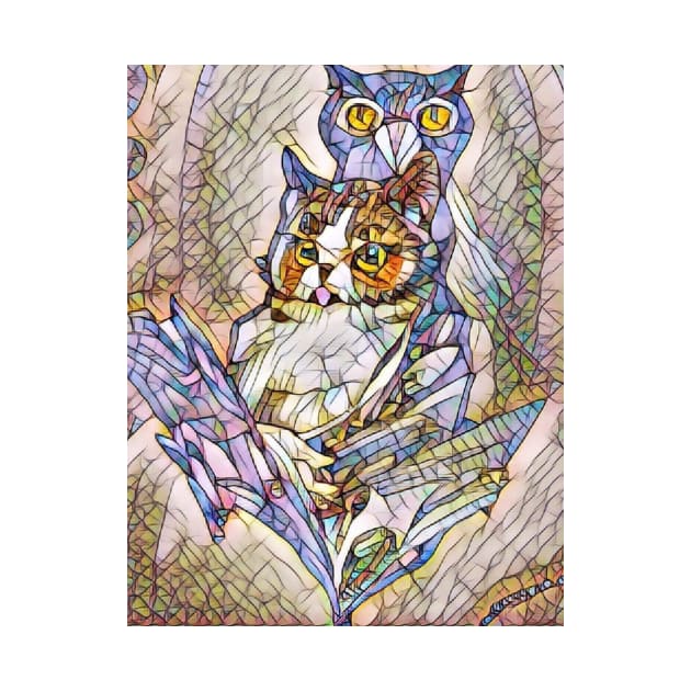 A Cat and An Owl Mosaic Mash-Up by FineArtMaster