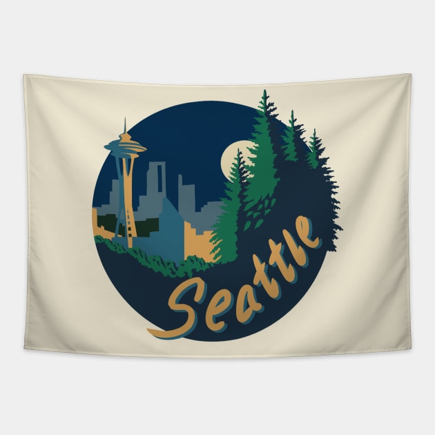 Seattle Overlook - Night Tapestry by AtlasKnight