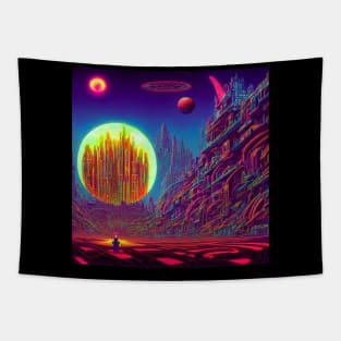 Glowing Mysterious Astral City Tapestry
