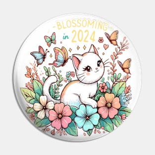 Cat Blossoming Pin