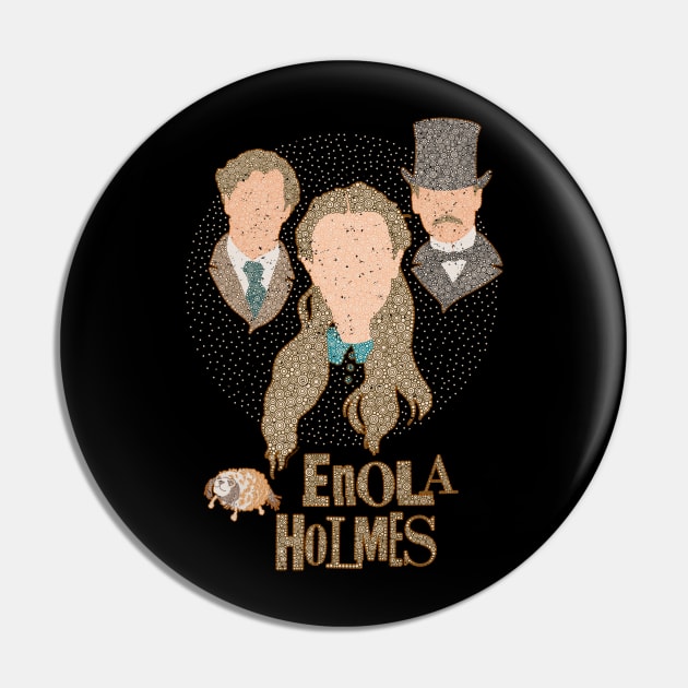 Enola Holmes Characters Minimalist Portraits Circle Design Pin by pbdotman