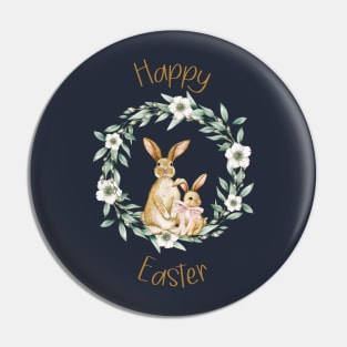 Mother and Baby Rabbit Floral Easter Design Pin