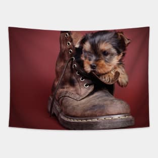 Yorkie boot Tapestry