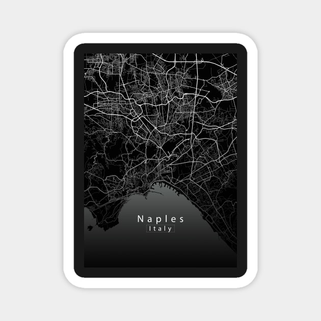 Naples Italy City Map dark Magnet by Robin-Niemczyk