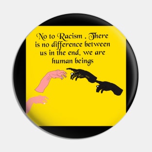 say : NO TO RACISM Pin