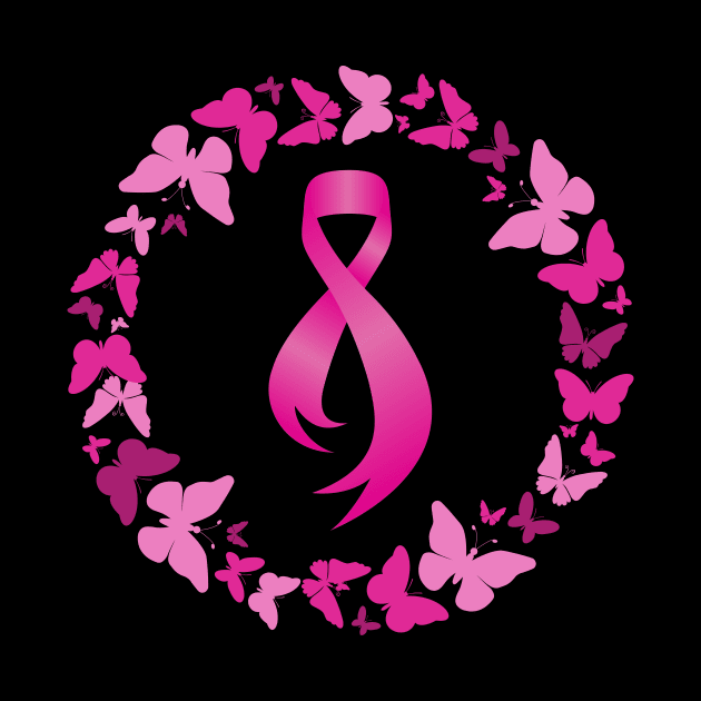 Pink Butterflies Wreath - Breast Cancer by ScottsRed