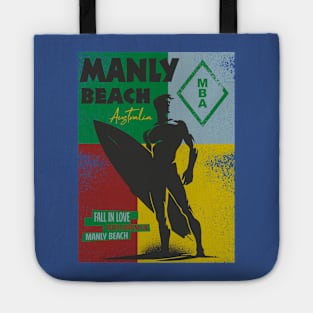 Manly Beach  sydney  Australia Surfer Silhouette Distressed Tote