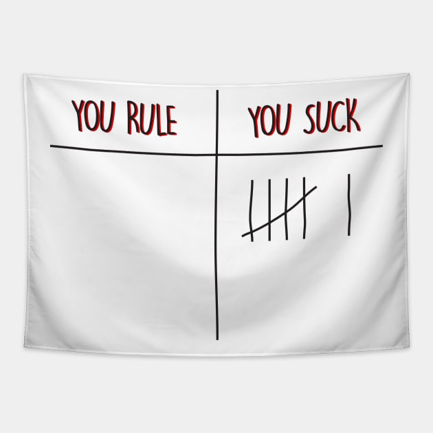 Suck versus Rule Score Tshirt For Pop Culture TV Fans Tapestry by razlanisme