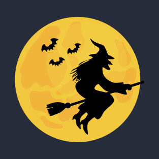 witch in halloween sky T-Shirt