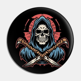 American Traditional Grim Reaper Tattoo Pin