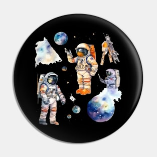 Astronaut Space watercolor theme Pin