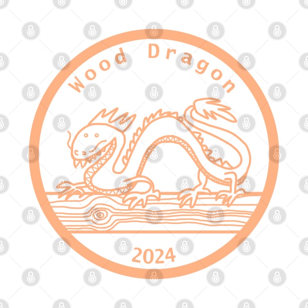 Wood Dragon 2024 Year of the Dragon Peach Fuzz by ellenhenryart