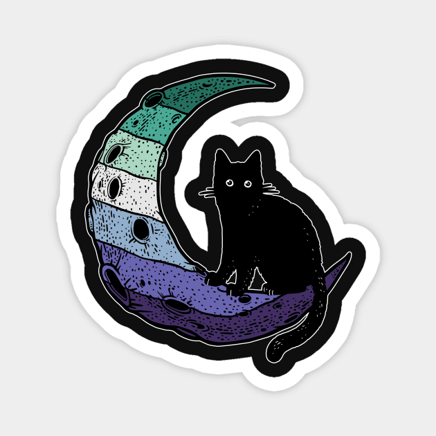 Gay Man Pride Cat Moon Magnet by Psitta