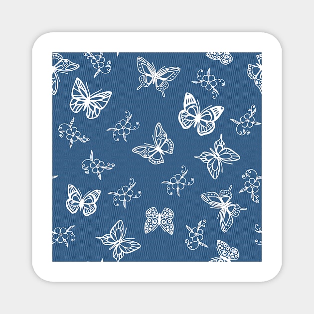 Butterfly Navy Magnet by AmazingArtMandi