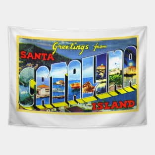 Greetings from Santa Catalina Island - Vintage Large Letter Postcard Tapestry