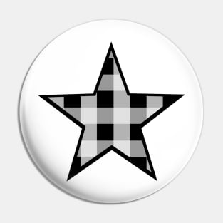 Black and White Buffalo Plaid Star Pin