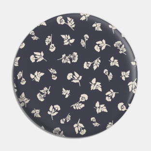 Cream Ditsy Hemlock Print on Charcoal Grey -  Floral Repeat Pattern Pin