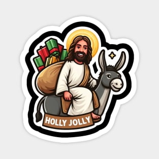 Holly Jolly Jesus Donkey Christmas gifts Magnet