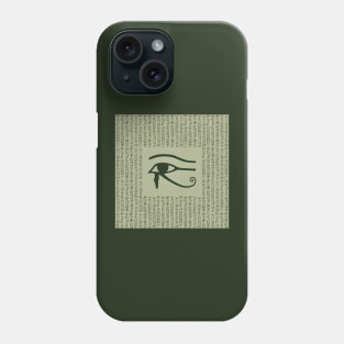 Eye of Horus, ancient Egypt, hieroglyphs, vintage look, green Phone Case