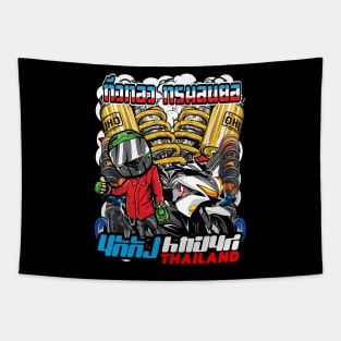 Badass motorcycle engine racing Red rider motogp Tapestry