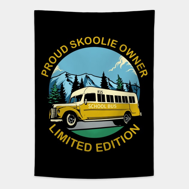 Skoolie Conversion Vintage Design for a Proud Skoolie Owner Tapestry by MasliankaStepan