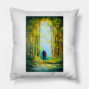 Autumn walk in the woods Pillow