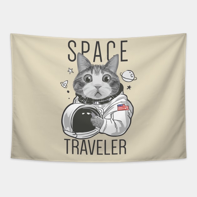 Space Traveler Cat Tapestry by DogsandCats