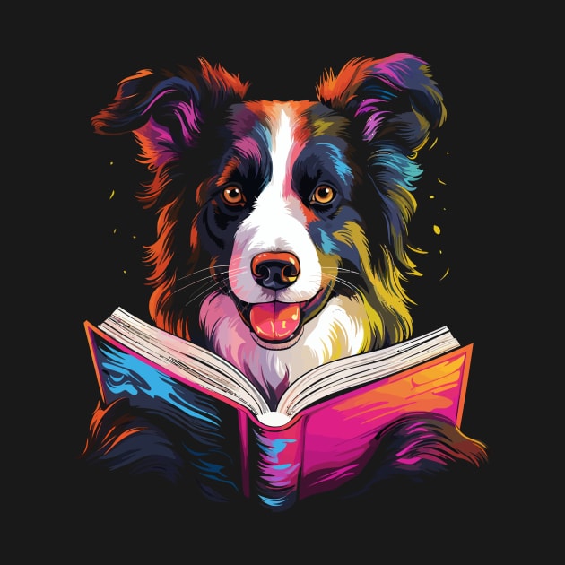 Border Collie Reads Book by JH Mart