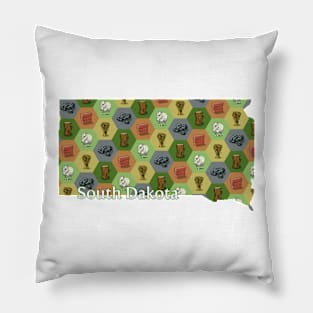 South Dakota State Map Board Games Pillow