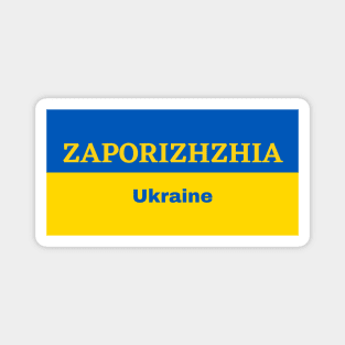 Zaporizhzhia City in Ukrainian Flag Magnet