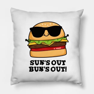 Sun's Out Bun's Out Funny Summer Burger Pun Pillow