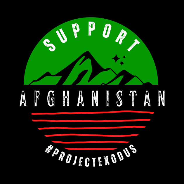 Support Afghanistan circle (back design, black background) by Pro Exodus Relief 