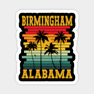 Retro Birmingham Alabama AL Tropical Summer Palm Trees, Alabama Southern Pride Magnet