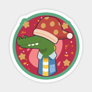 Crocodile Christmas Santa hat Ho Ho Ho Magnet