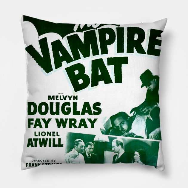 The Vampire Bat (1933) Black and White Poster Pillow by FilmCave