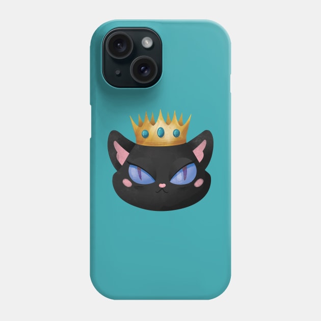 Black cat crown Phone Case by LaartStudio