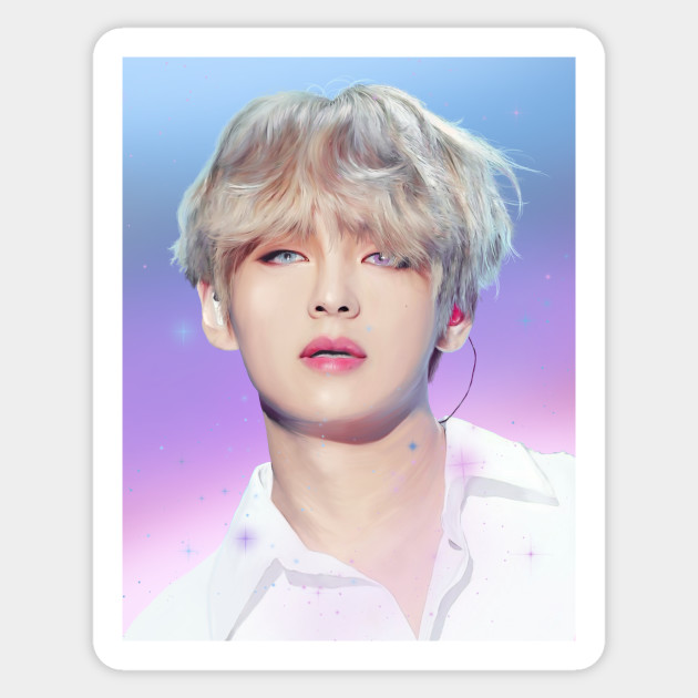 Bts Tae Painting Effect Blue And Pink Eyes Bts Army Kpop Gift