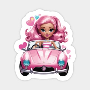 Pink Barbie Car Magnet