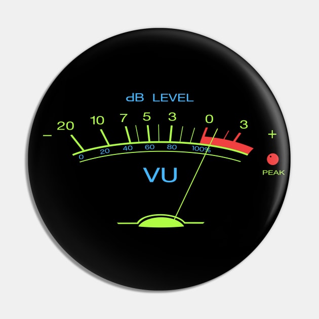 Volume VU Meter Vintage Audio Recording Studio Gear Guitar Musician Gift Pin by blueversion