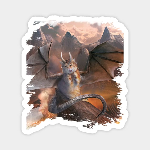 Evil Dragon Kitty Cat Magnet by Random Galaxy