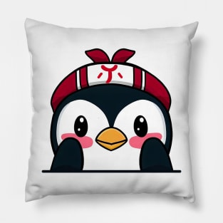 Sneaky japanese penguin so cute Pillow