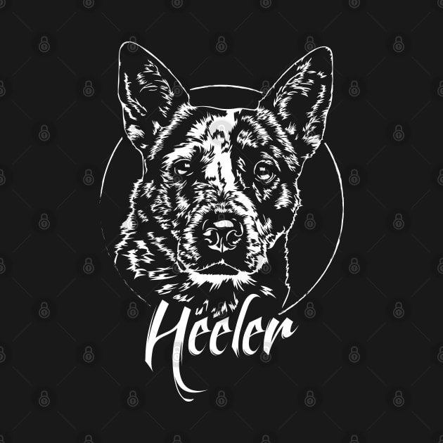 Funny Blue Heeler dog lover dog portrait by wilsigns