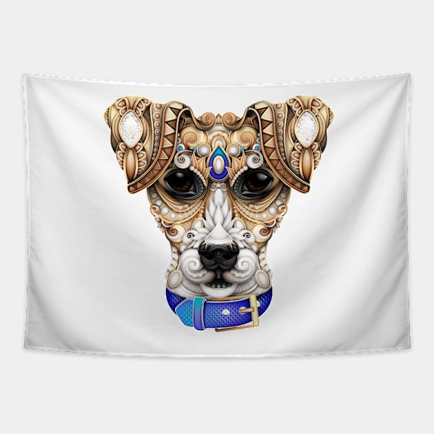 Ornate Decorative Dog, Human Best Friend Face Tapestry by lissantee