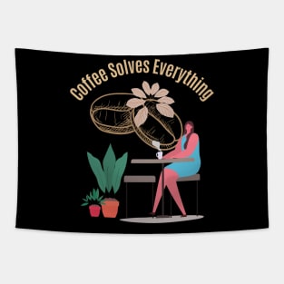 Coffee Solves Everything Tapestry