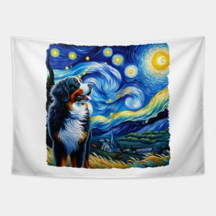 Starry Bernese Mountain Dog Portrait - Pet Portrait Tapestry